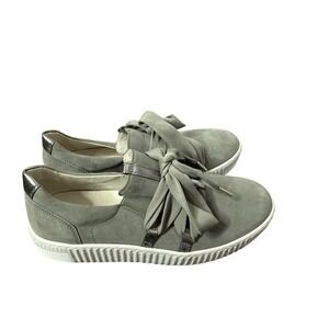 Gabor 33.333 Gray Suede Sneaker With Gray Lace Up Bow Womens US 7.5 Uk 5